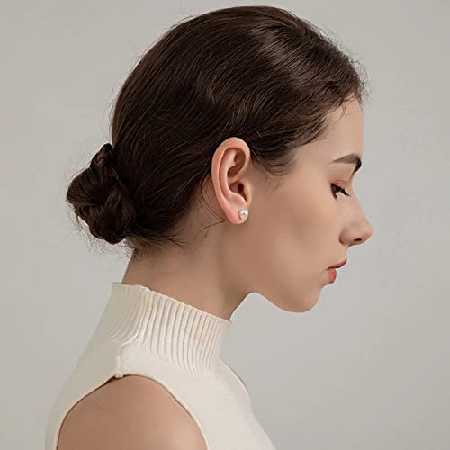 12 Pairs Pearl Studs Earrings for Women, Stainless Steel Hypoallergenic White Faux Simulated Pearl Earrings, 4 Mixed Sizes Round Ball Jewelry for Wedding Birthday Christmas4