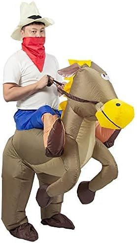 LIODUXLIODUX Inflatable Cowboy Costume Adult Western Horse Rider Fancy Dress for Men Women Halloween Party Suit Air Blow-up Deluxe Halloween Costume Adult (Cowboy Horse)