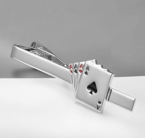 Fun Tie Clips for Men Unique Silver Black Gold Cute Poker Pearl Rose Airplane Tie Bar Clip Party Wedding Holiday Novelty Jewelry with Box4