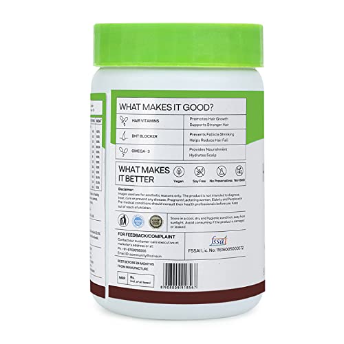 OZiva Hair Vitamins with DHT & Omega-3, 60 Capsules + Plant Based Biotin Powder, 125g with Amla for Hairfall Control & Better Hair Growth, Combo Pack - Image 5