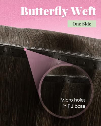Image of YoungSee 100g 24 Inch Butterfly Weft Extensions Mocha Brown Remy Human Hair