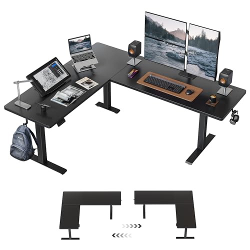 Image of FEZIBO 75 * 63 L Shaped Standing Desk, Electric Height Adjustable L Shaped Desk, Suitable for Home Office, Black
