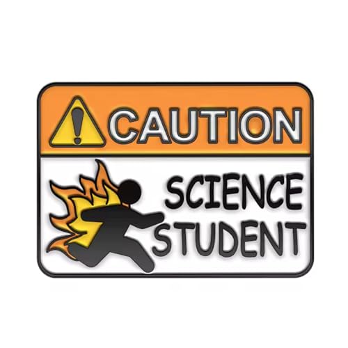 Caution Science Student Enamel Pin Badge | Funny Metal Lapel Pin for Science Lovers, Students & Teachers | 3 x 2 cm