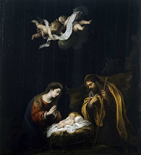 Peinture abstraite la Nativité de Murillo pour sublimer votre chambre à coucher 60x90cm