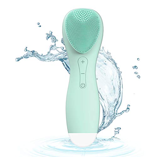 Tsmsv Facial Cleansing Brush, Waterproof Sonic Facial Cleansing Brush, Rechargeable Face Wash Brush with 5 Adjustable Speeds, Deep Cleaning, Gentle Exfoliating and Massaging?Green?