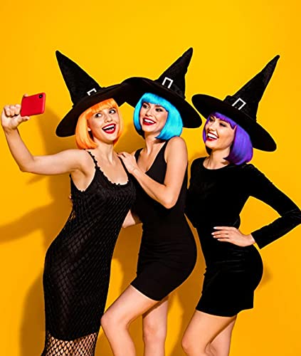 Image of LIULIUBTY Short Bob Hair Wigs Straight with Flat Bangs Synthetic Colorful Cosplay Daily Party Neon Wig for Women + Free Wig Cap 12 inch Natural As Real (Bob, Orange)