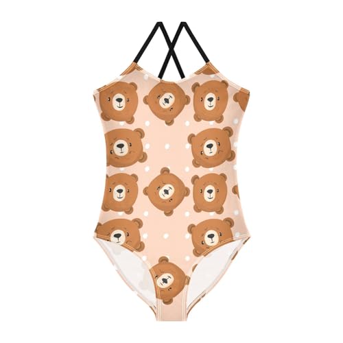 Toddler Cute Bear Faces One Piece Swimsuits for Girls 3T 202c1783