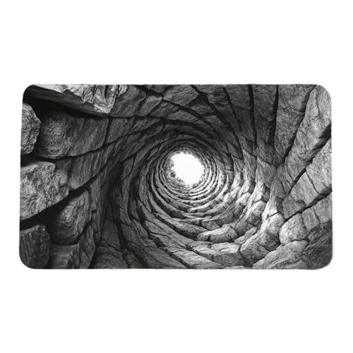 Abyss Brick Stone Trap Illusion Non-Slip Absorbent Doormat - 20x32 Inch 3D Visual Effect Doormat, Optical Illusion Rug | For Ind