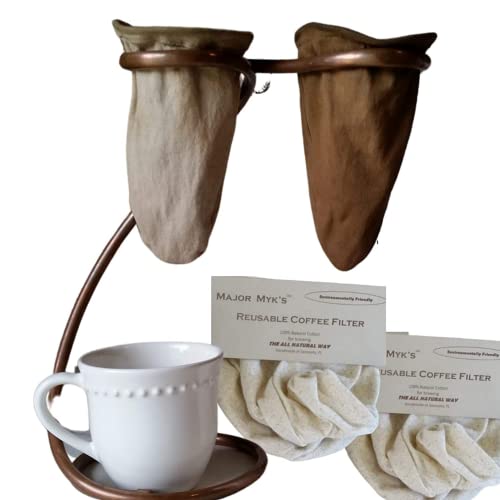 Coffee Sock Pour Over Drip Station, Costa Rican Coffee Maker, Handmade Copper Chorreador DeCafé For 2, Unique Bolista…