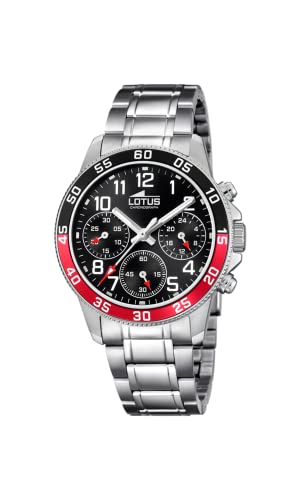 Lotus Montre modèle 18580/5 Junior Collection, boîtier de 36 mm Noir avec Bracelet en Acier pour Cadet