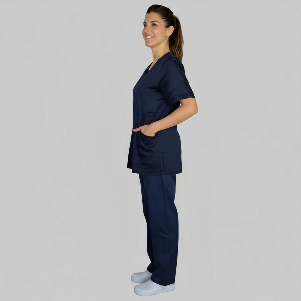Divisa da lavoro donna,completa,sanitaria,infermiera,oss,ospedaliera,con zip,vari colori