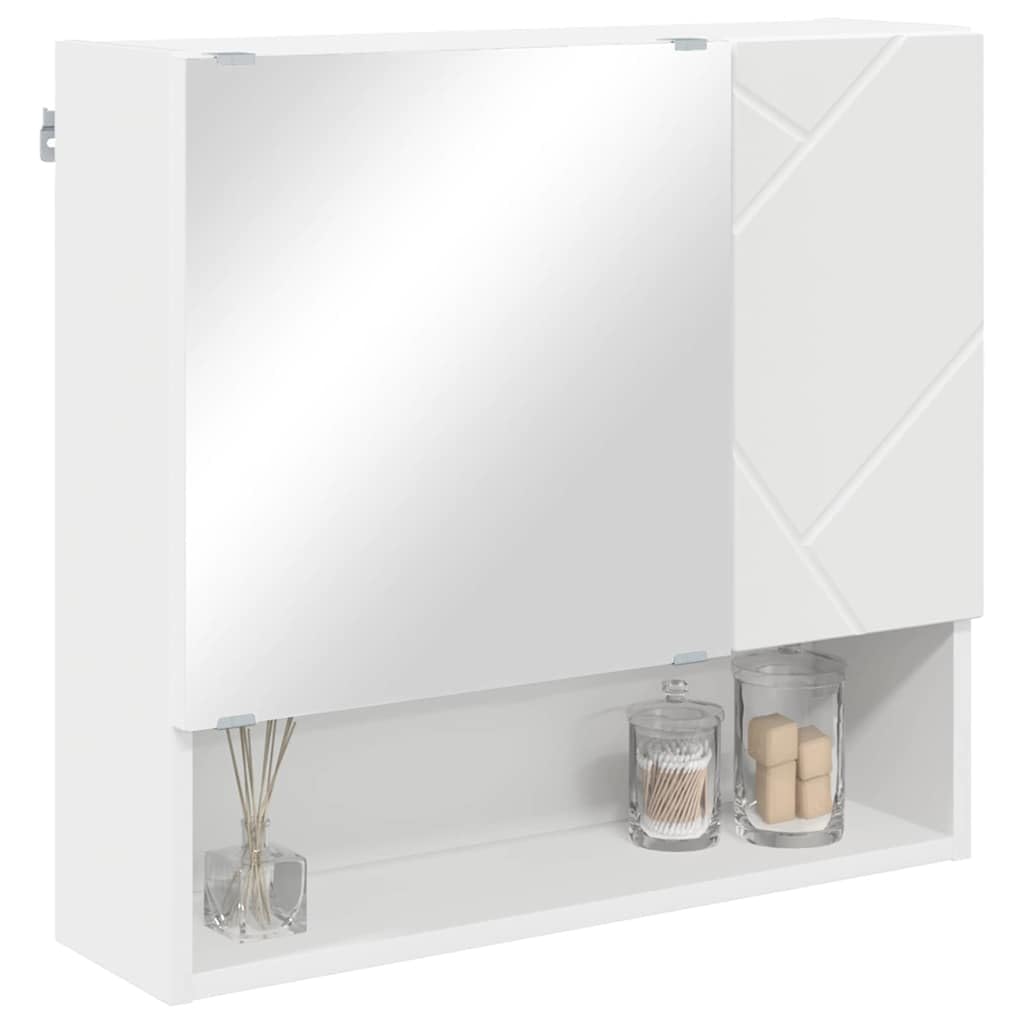 Genérico Armario Espejo Blanco 59x17x55cm Madera Ingeniería | Montaje en pared, puerta con bisagras, almacenamiento cosméticos, diseño minimalista