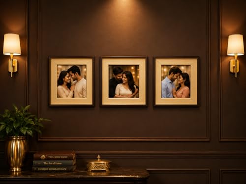 Image of Photo Frame Set of 3 - Modern Tabletop Picture Frames for Desk, Living Room & Bedroom Decor, Perfect for Wedding, Couple & Family Photos (3 x 3 inches) (Ook Wood Cofee)