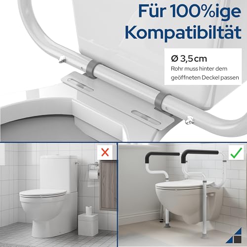 ACTIVAID® - Aufstehhilfe Toilette ohne bohren, WC Haltegriff, Toiletten Aufstehhilfe für Senioren, Toilettenstützgestell höhenverstellbar, Toilettensitzerhöhung mit Armlehnen, Senioren WC - weiß