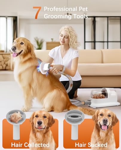 Dog-Grooming-Kits-Pet-Vacuum-Machine-Dog-Electric-Clippers-Pet-Grooming-Vacuum-for-Dogs-with-2L-Dust-Cup-6-Professional-Pet-Grooming-Kit-for-Dogs-Cats-White Dog Grooming Kits Pet Vacuum Machine Dog Electric Clippers Pet Grooming Vacuum for Dogs with 2L Dust Cup 6 Professional Pet Grooming Kit for Dogs Cats White
