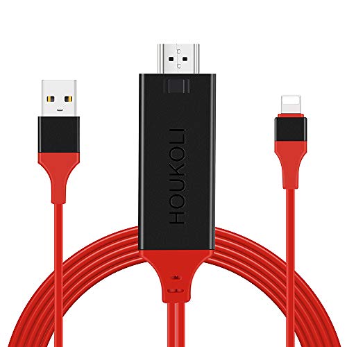 Houkoli Compatible with iPhone iPad to HDMI Cable 6.6ft HDMI Adapter Digital AV