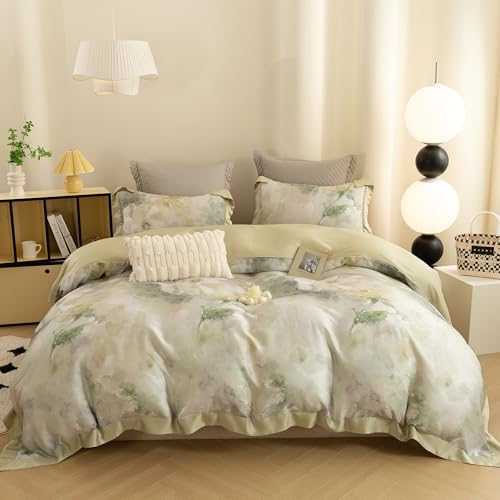 ECOCOTT Bedding 3-Piece Duvet Cover Set King Size, Silky Soft 100% Lyocell, Hypoallergenic & Eco-Friendly, Whispering Blooms Floral Pattern, Cooling & Breathable for Hot Sleepers