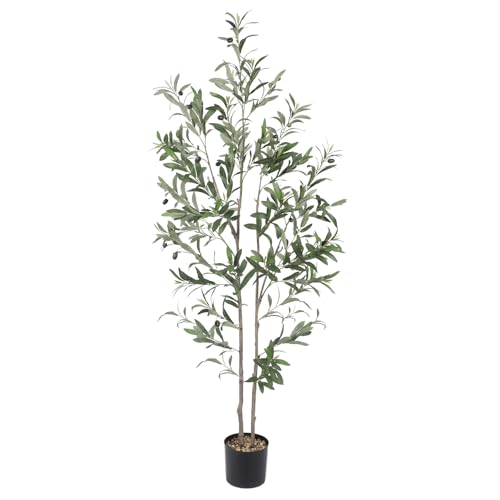 Dripex 150CM Artificial Olive Tree 5FT Tall Faux Silk Olive Plant Lifelike Fake Tree for Home Office Indoor Decor (Style 4)