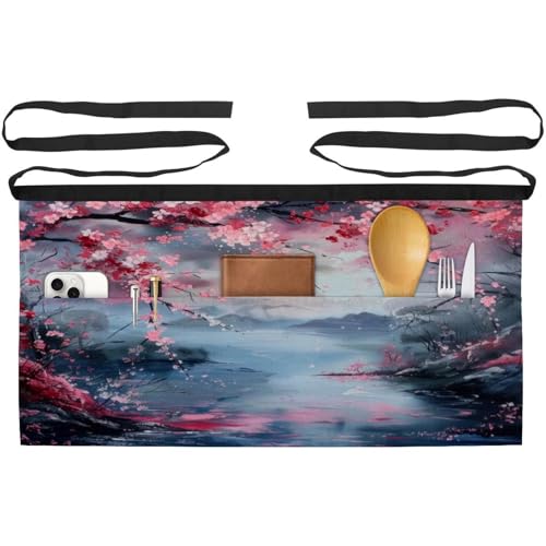 Lot de 3 tabliers courts de chef avec 3 poches pour cuisine et bistrot