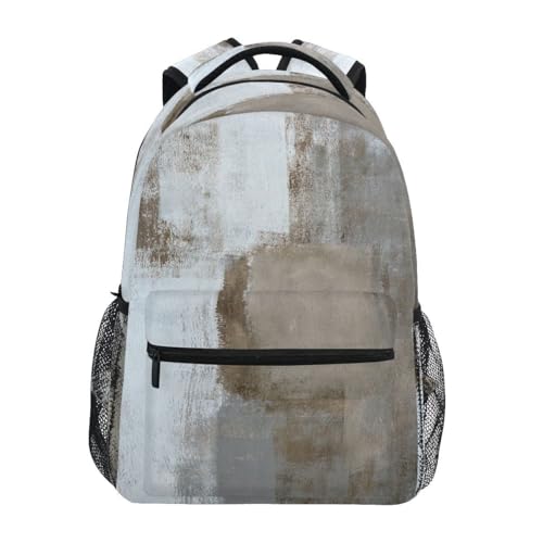 Sac à dos abstrait gris et beige pour étudiants et ados actifs
