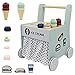 Trotteur Bebe Jouet Enfant Fille Garcon 1 An,2 en 1 Chariot de Marche avec Crème Glacée Jouet en Bois Porteur Trotteur Montessori Jeux Bebe Jouets d'Éveil Cadeau Fille 1 2 3 An