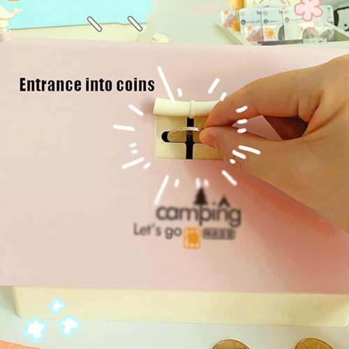Image of Money Saving Bank with Coin Slot / /Creative Cartoon Design Money Bank / /Plastic Piggy Bank for Boys & Girls (Pack of 1) (Tent House - Pink)