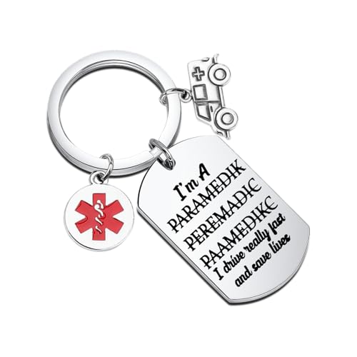 Porte-clés ambulancier robuste finition acier poli