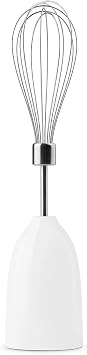 SMEG Handheld Immersion Blender with Beaker, Chopping Bowl w/Lid, Wire Whisk, 5 Speed Controls, made with Stainless Steel Blades and Ergonomic Design (White)