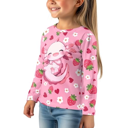 Image of Girls Cartoon Print Long Sleeve Graphic Tee Casual Crew Neck T-Shirts for 3-16 Years Little Girls