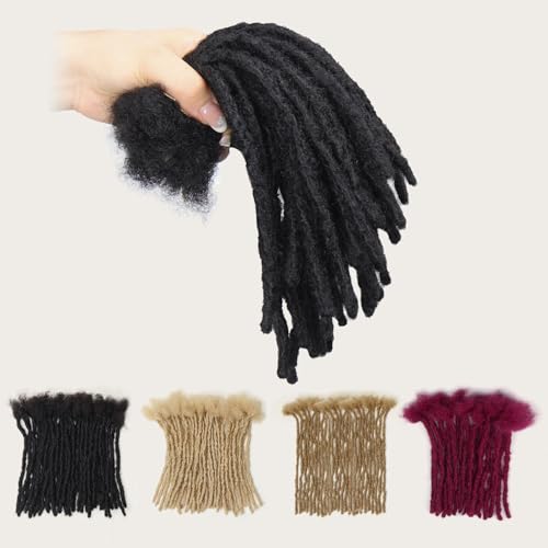 8 inch Interlocking Loc Extensions Human Hair Soft Human Hair Dreads Extensions 0.6cm Width 100% Human Hair Dreadlock Extensions Natural Black (8 inch 20 Strands 1B 0.6cm)