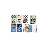 Original lote de 12 libretas dobles con diseños surferos surtidos. Tiene una pequeña libreta en el inicio de la libreta unida a la libreta grande por las anillas. La libreta pequeña contiene hojas lisas en color blanco para notas. El contenido de la libreta grande, son hojas con líneas para escribir junto con un pequeño diseño en un margen de la libreta. Estas libretas son ideales para dar como detalle en fiestas, bodas, comuniones, eventos.