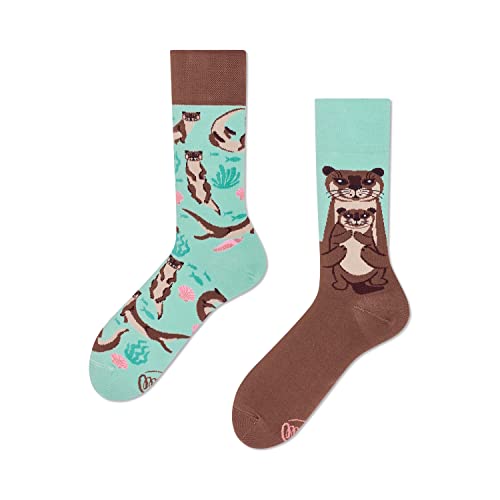 Many Mornings Otter Socken Damen Herren 39-42 Lustige Bunte Baumwollsocken mit Otter-Motiv Witzige Unisex Socken Geschenkidee für Tierliebhaber