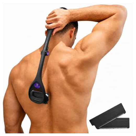 baKblade 2.0 PLUS Back Shavers for Men: The DIY Back Hair Shaver for Men with Safety Blade Technology & Ergonomic Handle, Wet or Dry Shaving (Extra Blades Included)