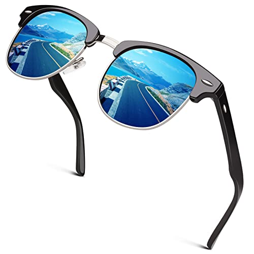 Image of GQUEEN Classic Horn Rimmed Semi Rimless Polarized Sunglasses for Men Women GQO6