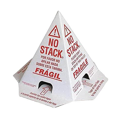Do Not Stack Cones Cardboard Cone- Red White Tri-Lingual (Pallet Cones) 8x8x10 Pack of 200. (Pack 200)