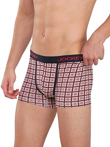 Image of Jockey US63 Men's Super Combed Cotton Elastane Stretch Printed Trunk with Ultrasoft Waistband