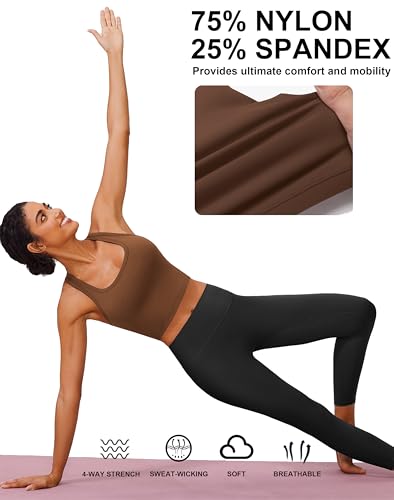 Image of PINSPARK Sports Bra Longline Racerback Tank Tops for Women Padded Workout Yoga Top