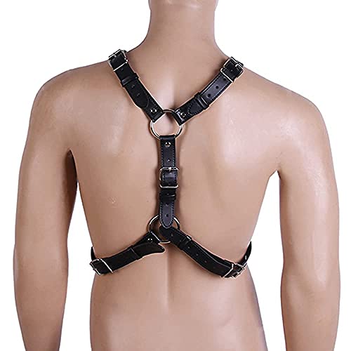 Leather for Harness Man Adjustable Leather Harness Body Chest Half Harness Punk Belt Clubwear Costume4