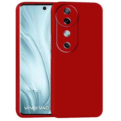 Image of Back Cover for Vivo V40 5G / V40 Pro 5G | Full Camera Protection | Premium Liquid Silicon Case | Flexible Bumper Case for Vivo V40 5G / V40 Pro 5G (Red)