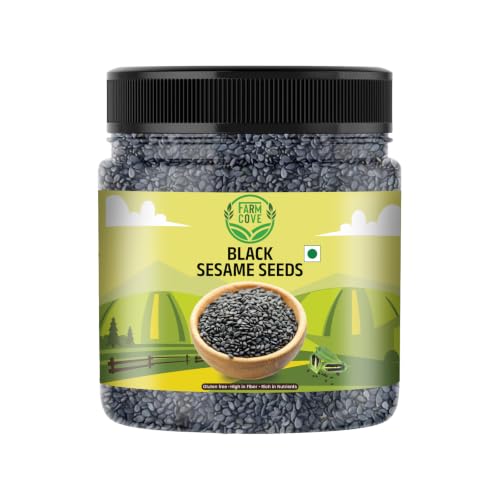 FARM COVE Premium Black Sesame Seeds 500g | Whole, Fresh & Natural Unhulled Kaale Til | Rich in Nutrients for Eating, Cooking & Weight Management