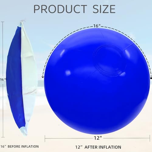 GCQJOQ Beach Balls, 12 Inch, Solid Blue, Set of 3, for Pool and Party