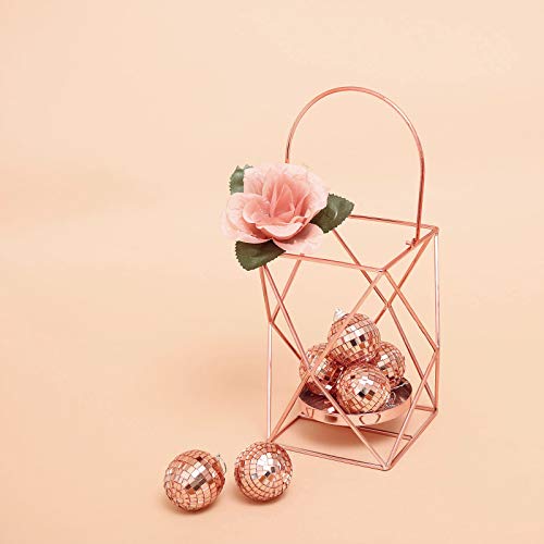 Balsacircle 6 Rose Gold 2-Inch Wide Glass Hanging Party Disco Mirror Balls Wedding Events Birthday Decorations Christmas Ornaments #TOP6