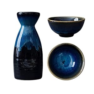 Hemoton 1 Set Keramische Japanse Sake Set met Tokkuri Fles Ochoko Cups Thee Cup Vintage Sake Waterkoker Wijnpot Drinkgerei Gift voor Thuis Bar Blauw