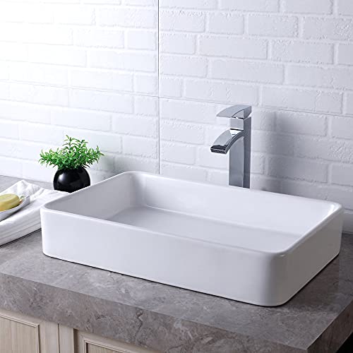 Lordear 24x16 Rectangle Bathroom Vessel Sink Modern Above Counter White Farmhouse Bathroom Sink Porcelain Ceramic Vanity Sink Art Basin