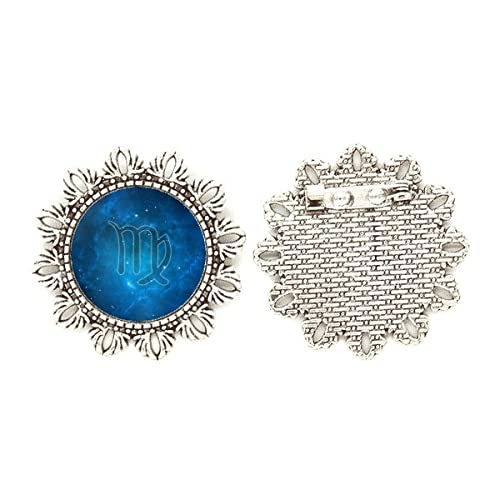 Broche de virgo de plata pulida joyería artesanal de constelación zodiacal detallada