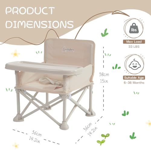 Image of Portable Baby Chair,Portable 3-in-1 Baby Booster Seat with Tray,Folding Toddler High Chair for Travel,Camping, Home & Dining, Easy to Clean & Store, Safe with Child Safety Belt Carry Bag(White)