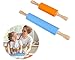 Hitopin 2 PCS Rodillo de Silicona,Mango de Madera Rodillo Amasar, Pequeña Rodillo de Silicona,Antiadherente Rodillo Amasar,para Pasta, Fondant, Tarta Corteza, Pizza, Pasteles de Masa(Azul y Naranja)