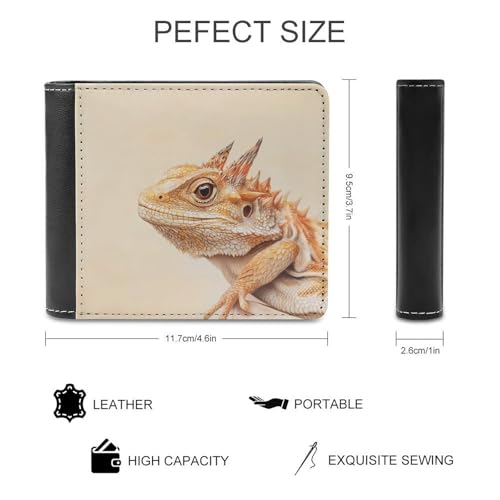 Horned Lizard Cute Slim Bifold Wallet for Men Stylish Front Pocket Purse with Card Holder Slots2