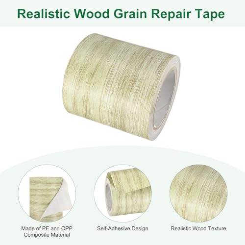 Image of M METERXITY 2-Roll Wood Grain Repair Tape, 2.24in x 15ft Textured Realistic Self-Adhesive Wood Floor Tape Contact Paper for Furniture /Floors /Home [Light Gray Oak]