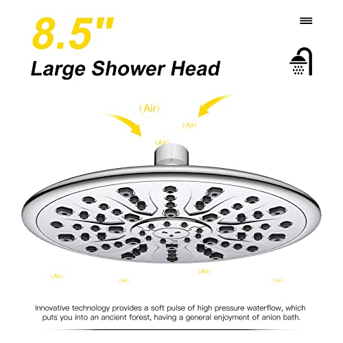 Suncleanse Bathtub Faucet Shower System: Wall Mounted 8.5" Rainfall Head Set - 7-Spray High Pressure Handheld Complete Combo - Valve With Trim Kit - Polished Chrome Tub Spout For Rain Luxury Bathroom #TOP4